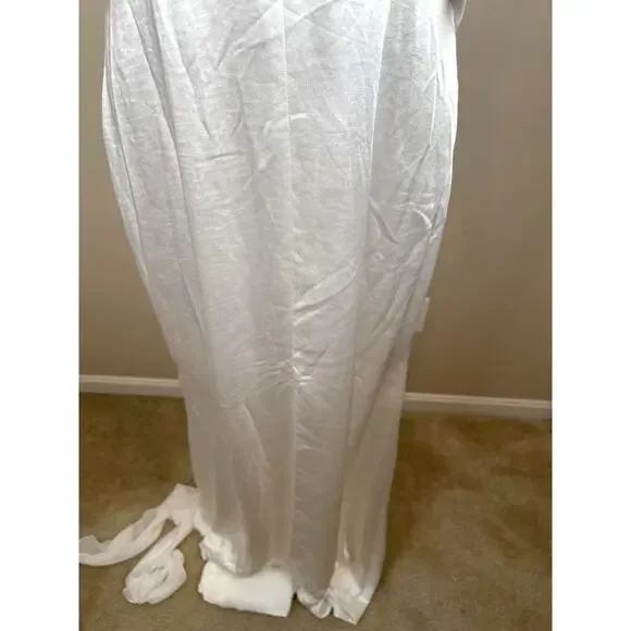 FOR LOVE & LEMONS Cora Cowl Neck Draped Off the Shoulder White Maxi Gown Size L - Picture 7 of 14